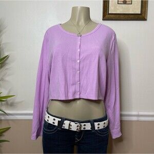 Victoria's Secret Glow Waffle Purple Cropped Cardigan Sweater Top